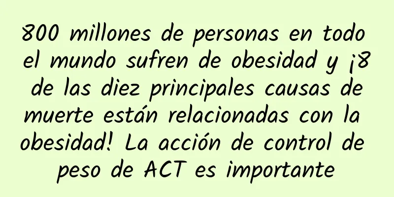 800 millones de personas en todo el mundo sufren de obesidad y ¡8 de las diez principales causas de muerte están relacionadas con la obesidad! La acción de control de peso de ACT es importante