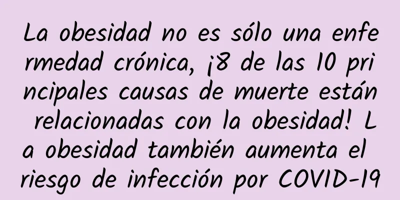 La obesidad no es sólo una enfermedad crónica, ¡8 de las 10 principales causas de muerte están relacionadas con la obesidad! La obesidad también aumenta el riesgo de infección por COVID-19