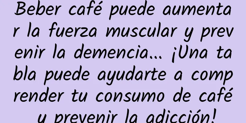 Beber café puede aumentar la fuerza muscular y prevenir la demencia... ¡Una tabla puede ayudarte a comprender tu consumo de café y prevenir la adicción!