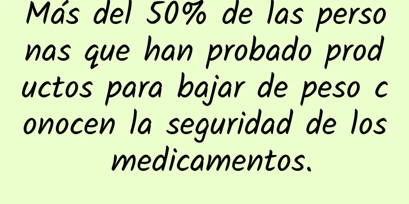 Más del 50% de las personas que han probado productos para bajar de peso conocen la seguridad de los medicamentos.