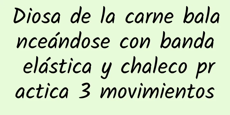 Diosa de la carne balanceándose con banda elástica y chaleco practica 3 movimientos