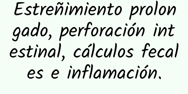Estreñimiento prolongado, perforación intestinal, cálculos fecales e inflamación.